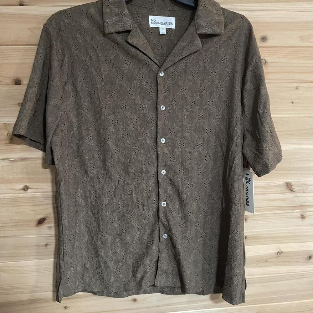 Brown Mens Button Up Crochet